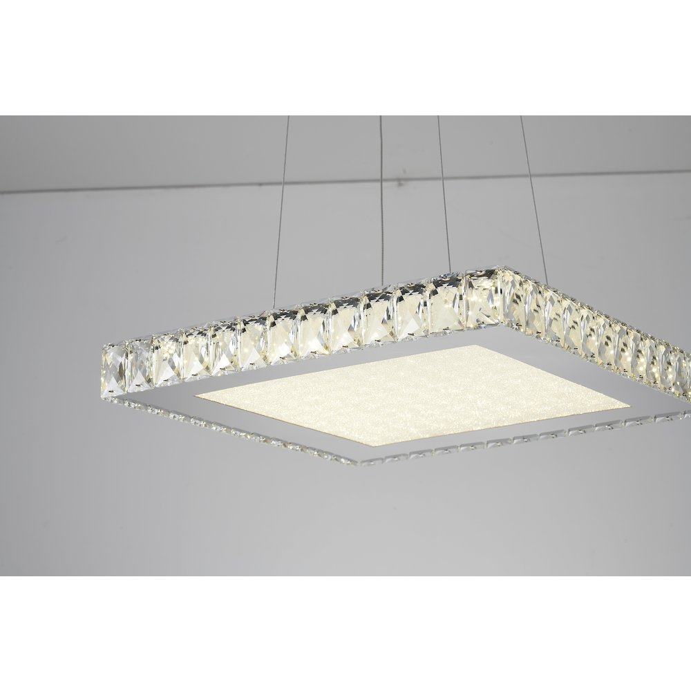 1-Light Chrome Dimmable LED Chandelier With Clear Crystals And A Diffuser. Picture 4