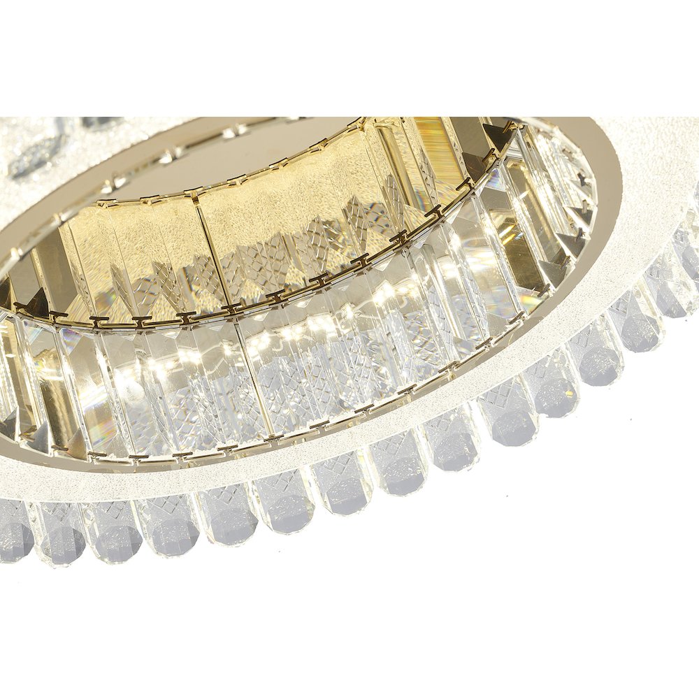 1-Light Gold Stainless Steel LED Flush Mount With Clear Crystals. Picture 3
