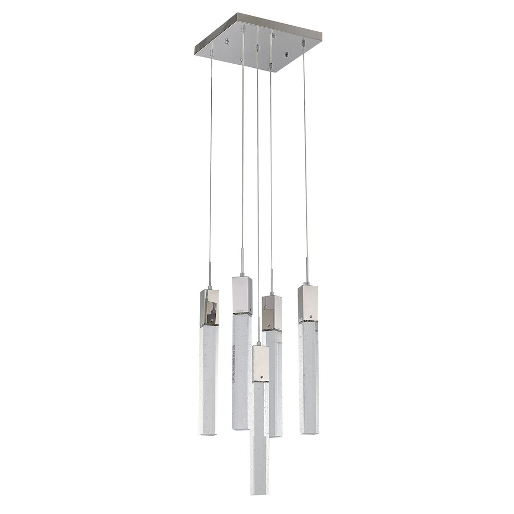 5-Light Chrome Chandelier With A Clear Bubble Crystal. Picture 3