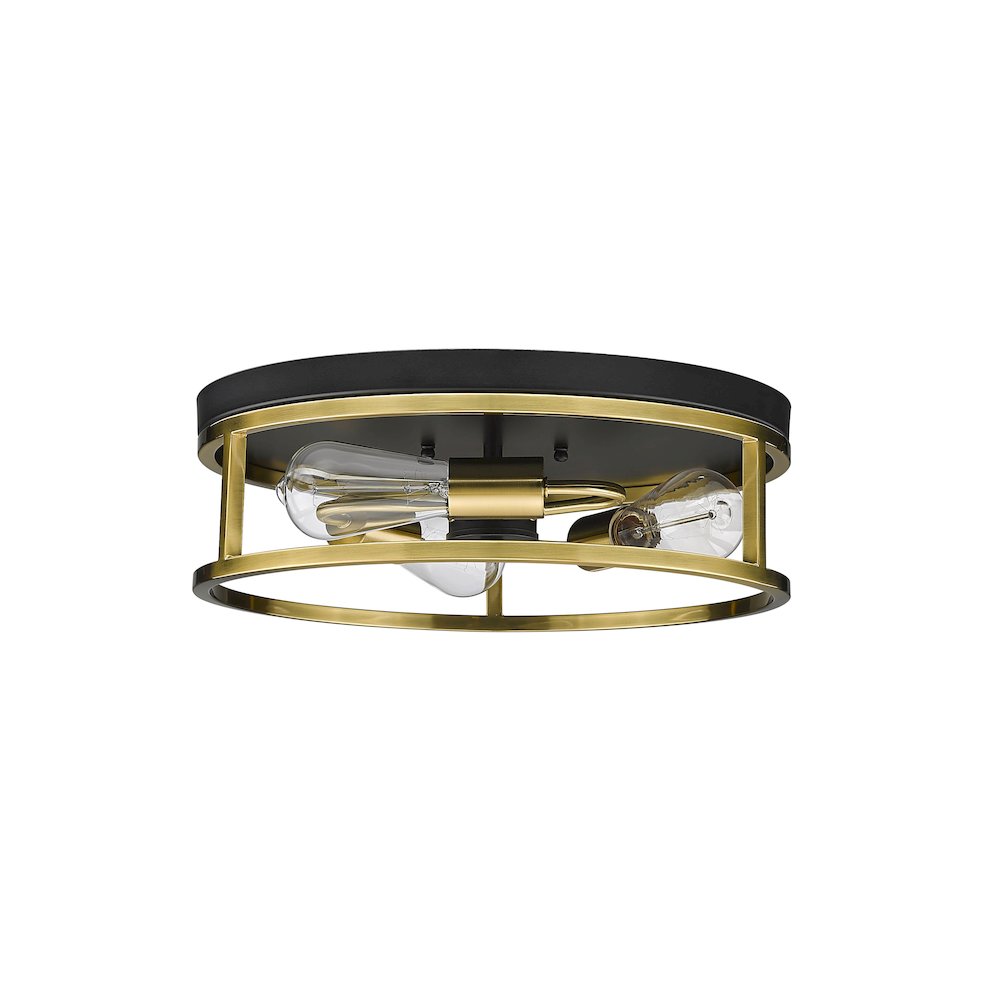 3-Light Black And Gold Metal Flush Mount. Picture 3