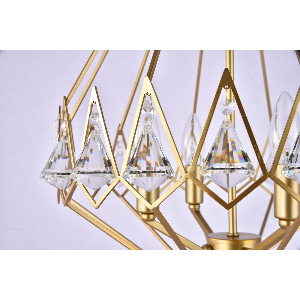 4-Light Gold Metal Chandelier With Clear Crystal Accents. Picture 3