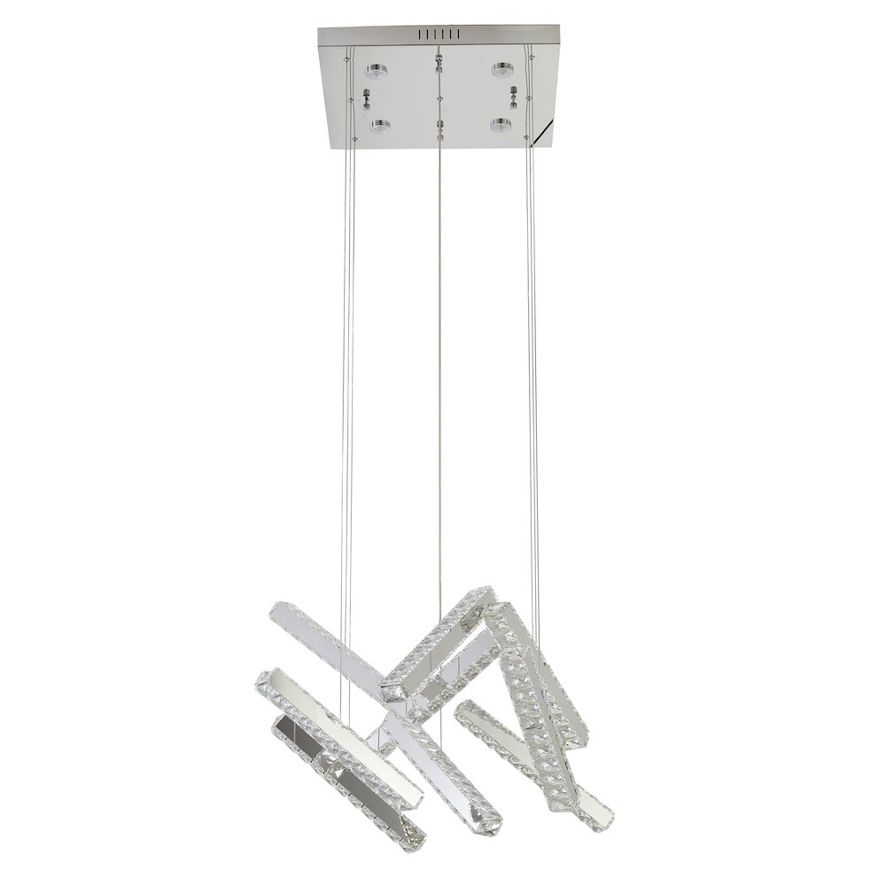 10-Light Chrome LED Chandelier With Clear Crystal Accents. Picture 2