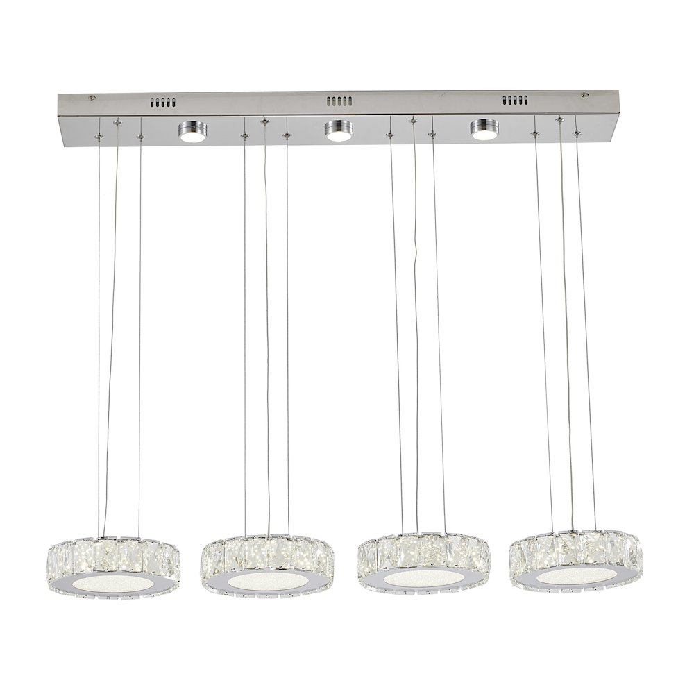 7-Light Chrome LED Chandelier With Clear Crystals. Picture 2