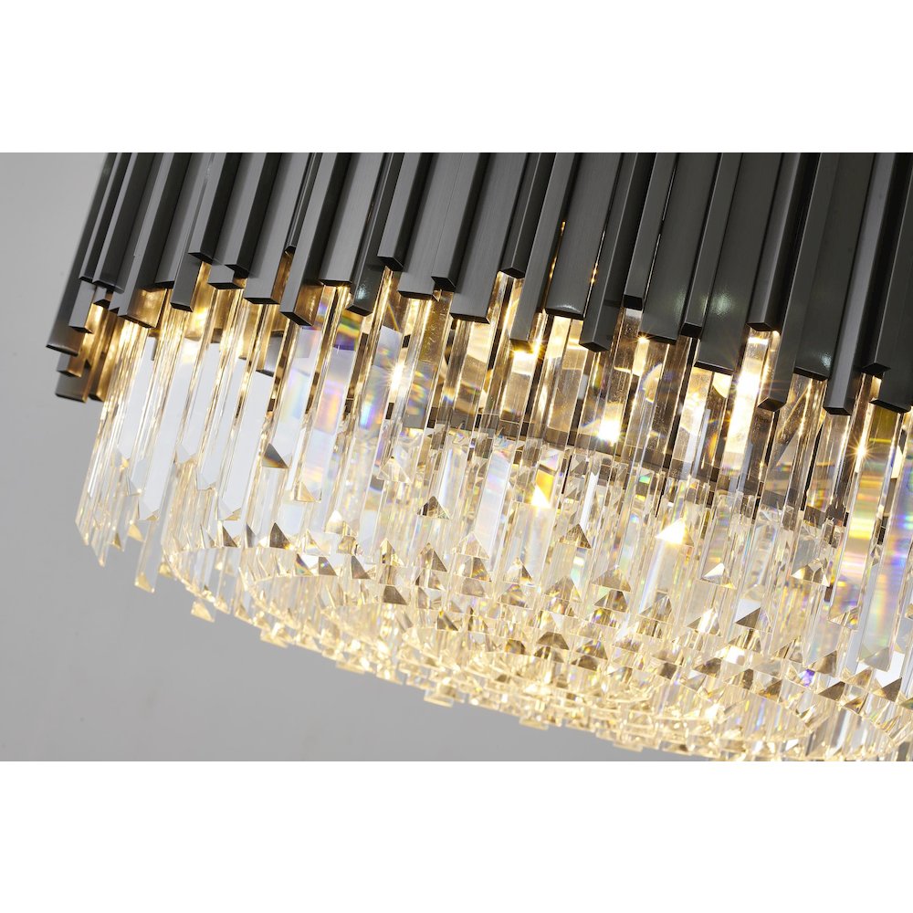 12-Light Black Stainless Steel Chandelier With Clear Crystals. Picture 4