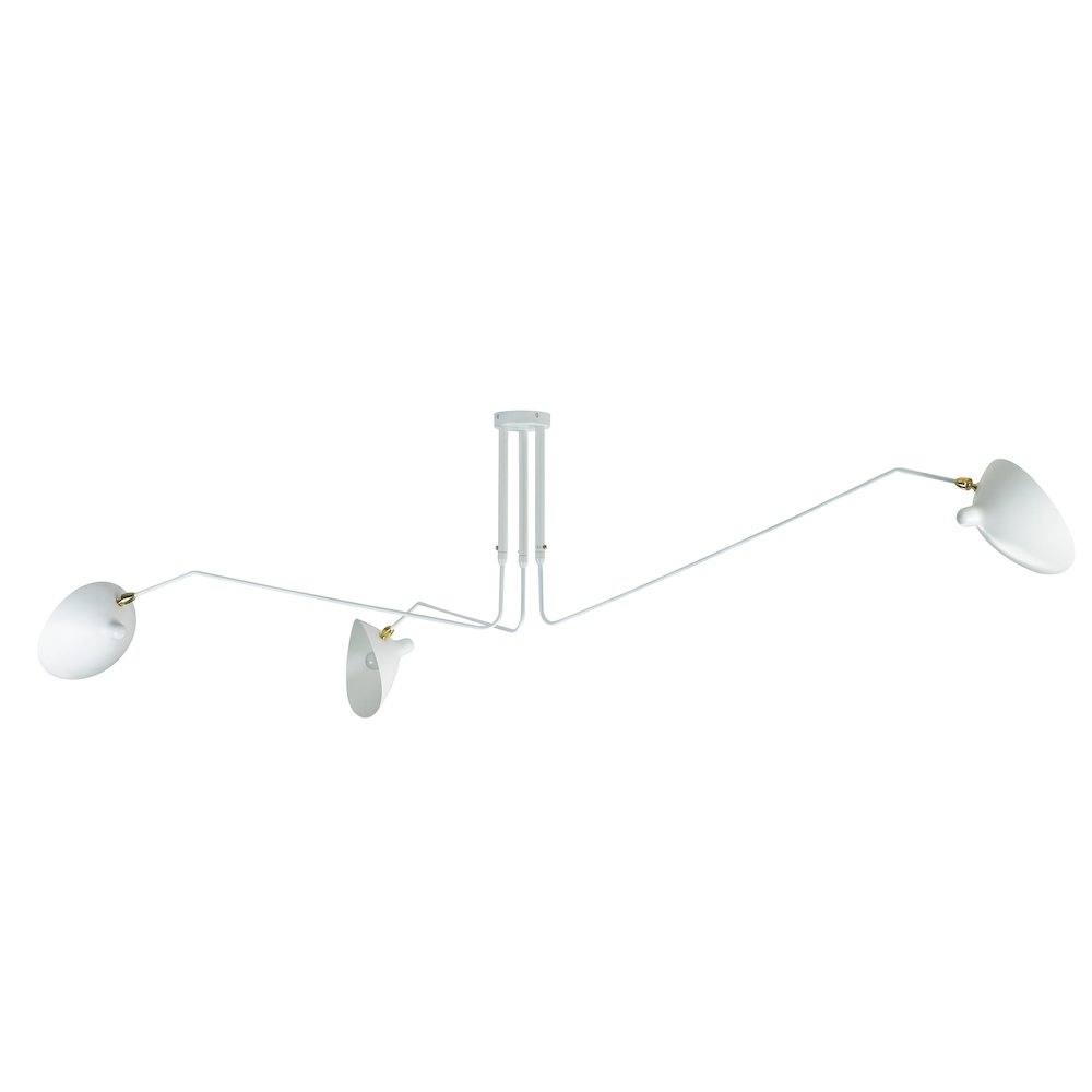 3-Light White Steel Flush Mount With Black Aluminum Shades. Picture 1