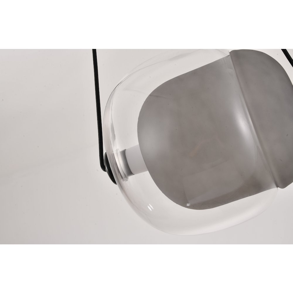 1-Light Black LED Pendant With A Clear And Smoke Glass Shade. Picture 3