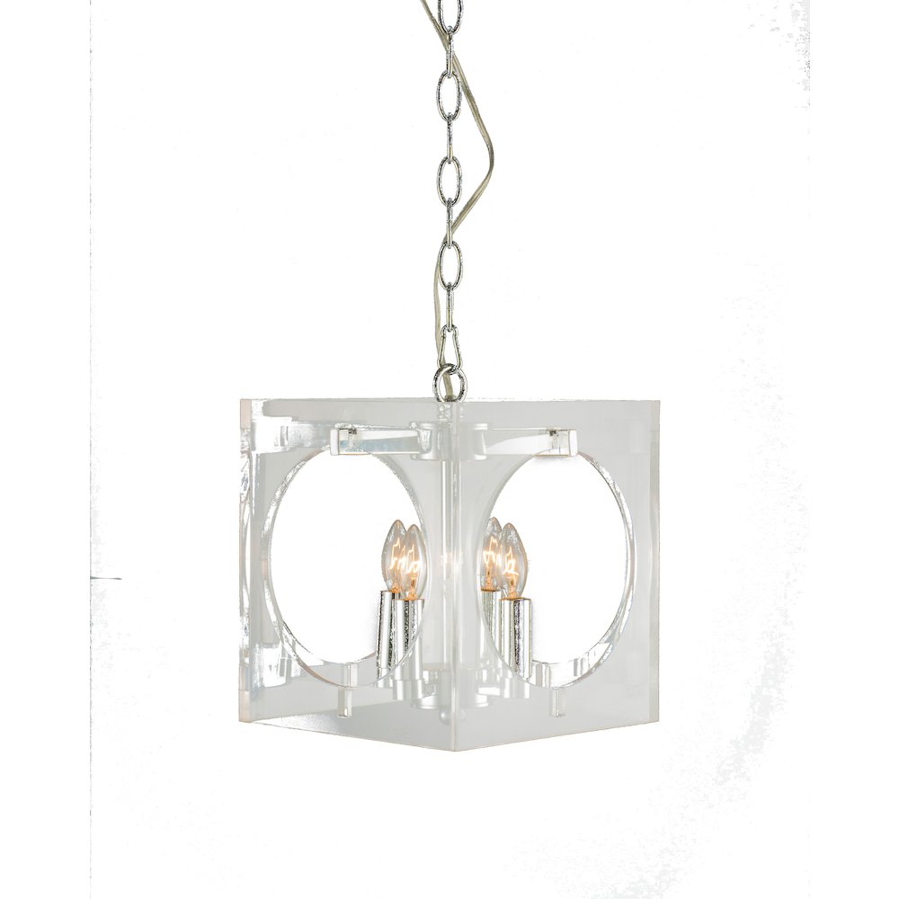 4-Light Chrome Chandelier With A Clear Acrylic Shade. Picture 1