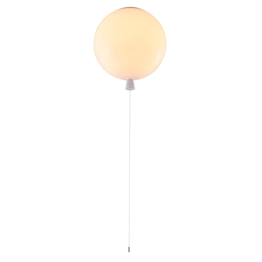 1-Light white acrylic semi flush mount in a balloon shape. Picture 1