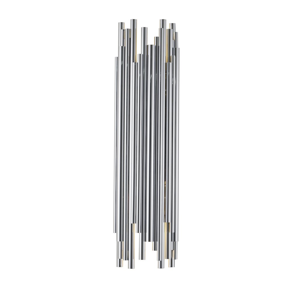 2-Light Shiny Nickel Rod Stainless Steel Wall Sconce. Picture 1