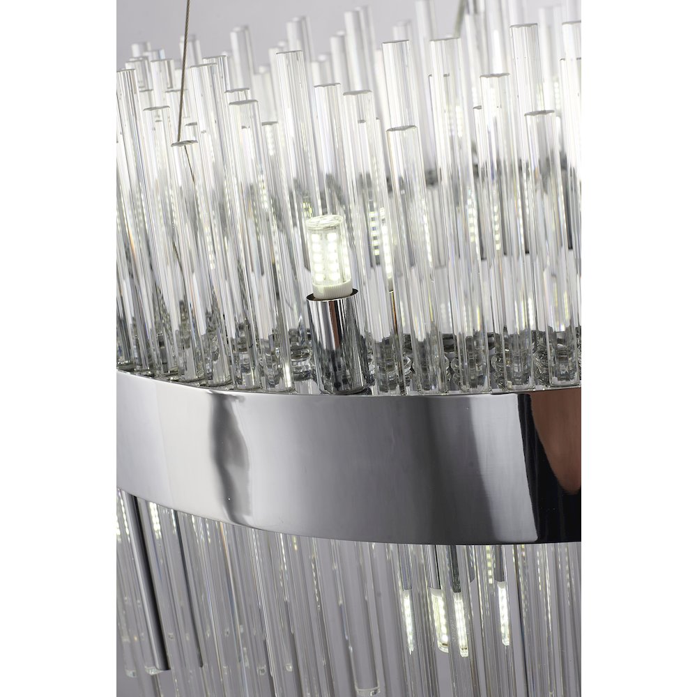 14-Light Chrome Chandelier With Clear Glass Rods. Picture 5