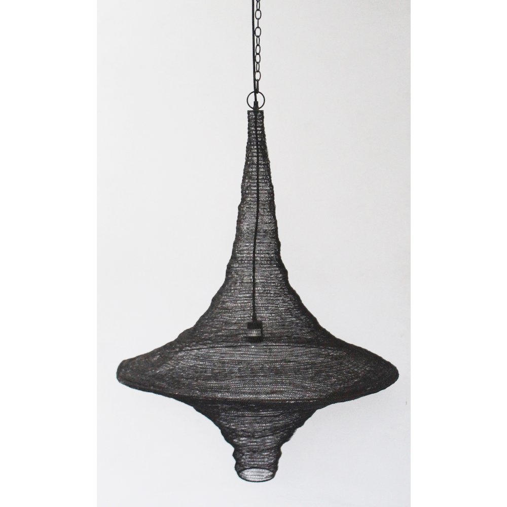 1-Light Satin Black Pendant With A Chain Basket Shade. Picture 2