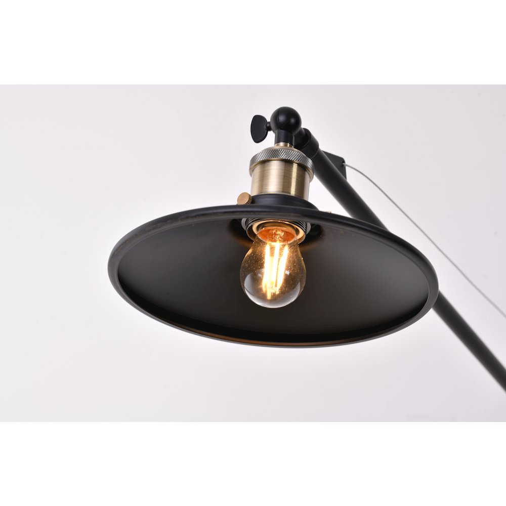 1-Light Black Wall Sconce With A Shade And Antique Brass Hardware. Picture 3