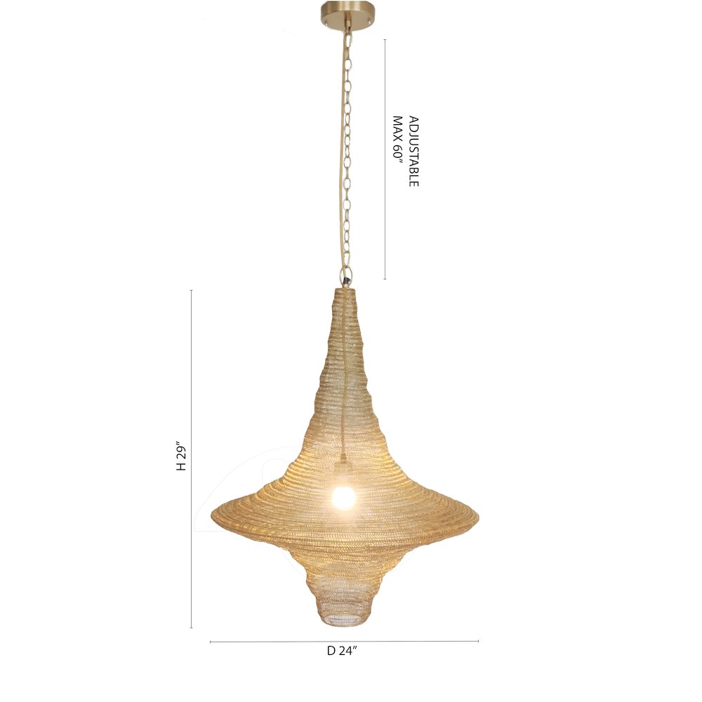 1-Light Gold Pendant With A Chain Basket Shade. Picture 6