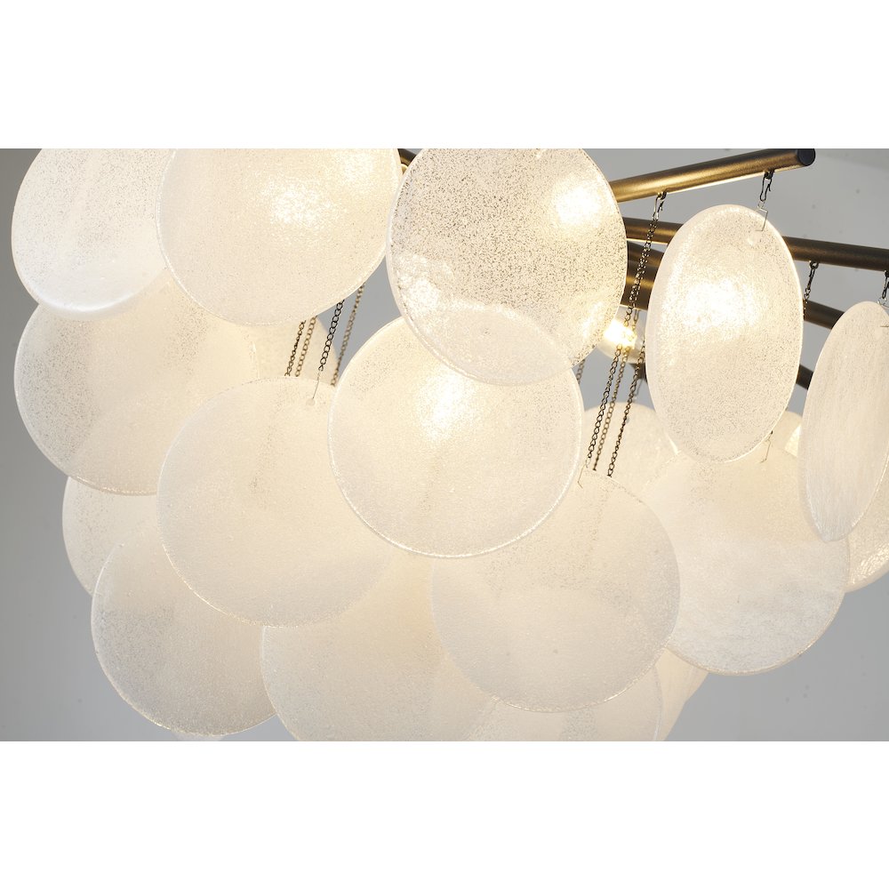 7-Light Satin Black Chandelier With Frosted White Glass Petals. Picture 10