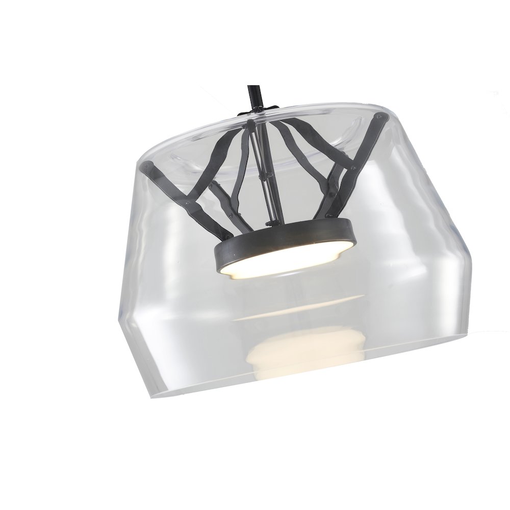 1-Light Black LED Pendant With A Clear Glass Shade. Picture 4