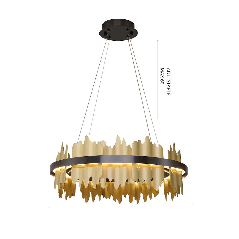 1-Light Black Stainless Steel LED Chandelier With Brass Copper. Picture 6