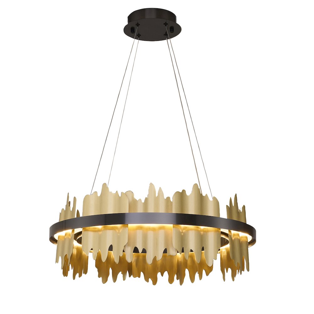 1-Light Black Stainless Steel LED Chandelier With Brass Copper. Picture 1