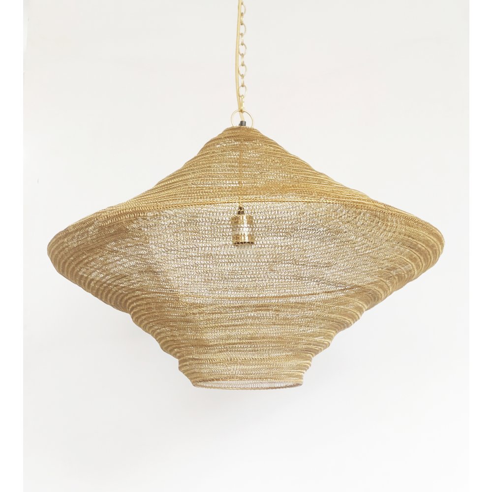 1-Light Gold Pendant With A Chain Basket Shade. Picture 4
