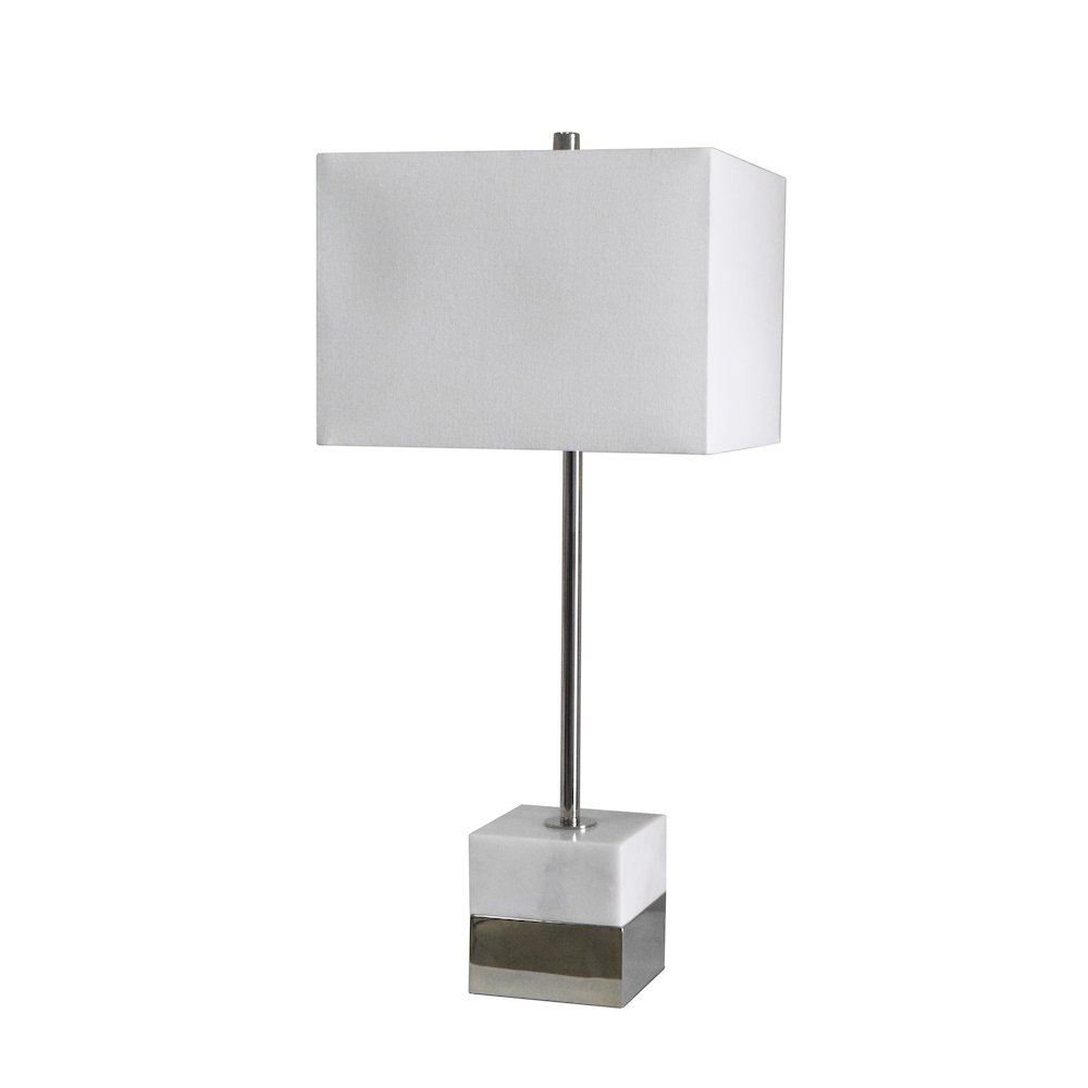 1-Light Polished Nickel Table Lamp With A Marble Base And A Shade. Picture 1