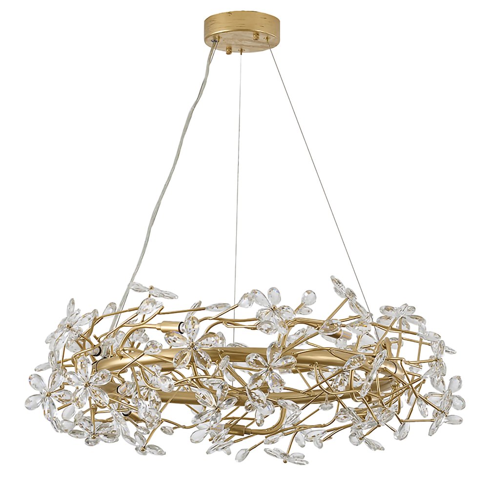 12-Light Gold Aluminum Chandelier With Clear Crystals. Picture 2