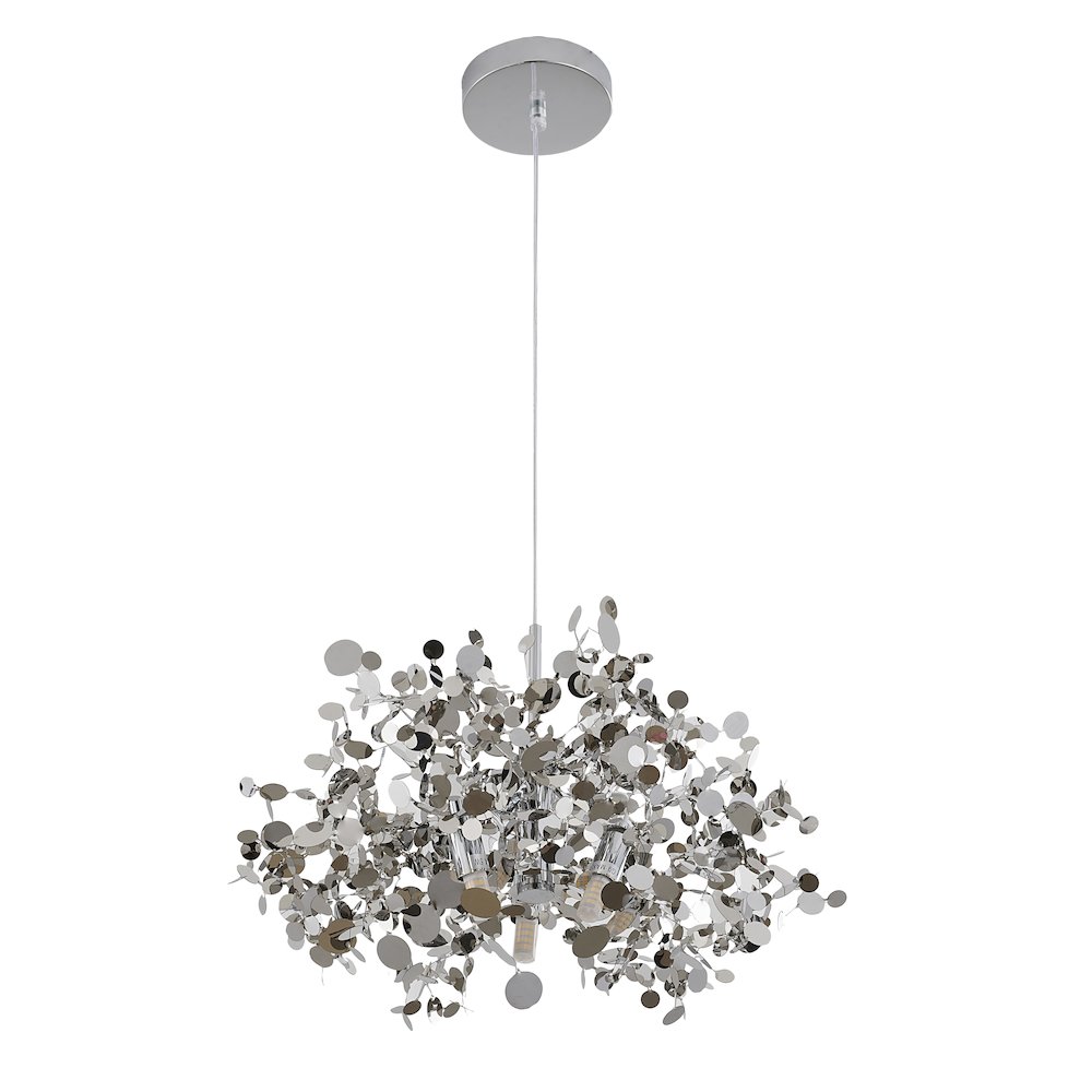 3-Light Chrome Stainless Steel Sparkle Confetti Pendant. Picture 2