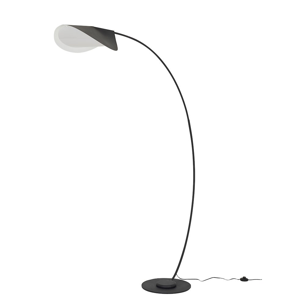 1-Light Matte Black Die Cast Arched Floor Lamp With An Acrylic Shade. Picture 2