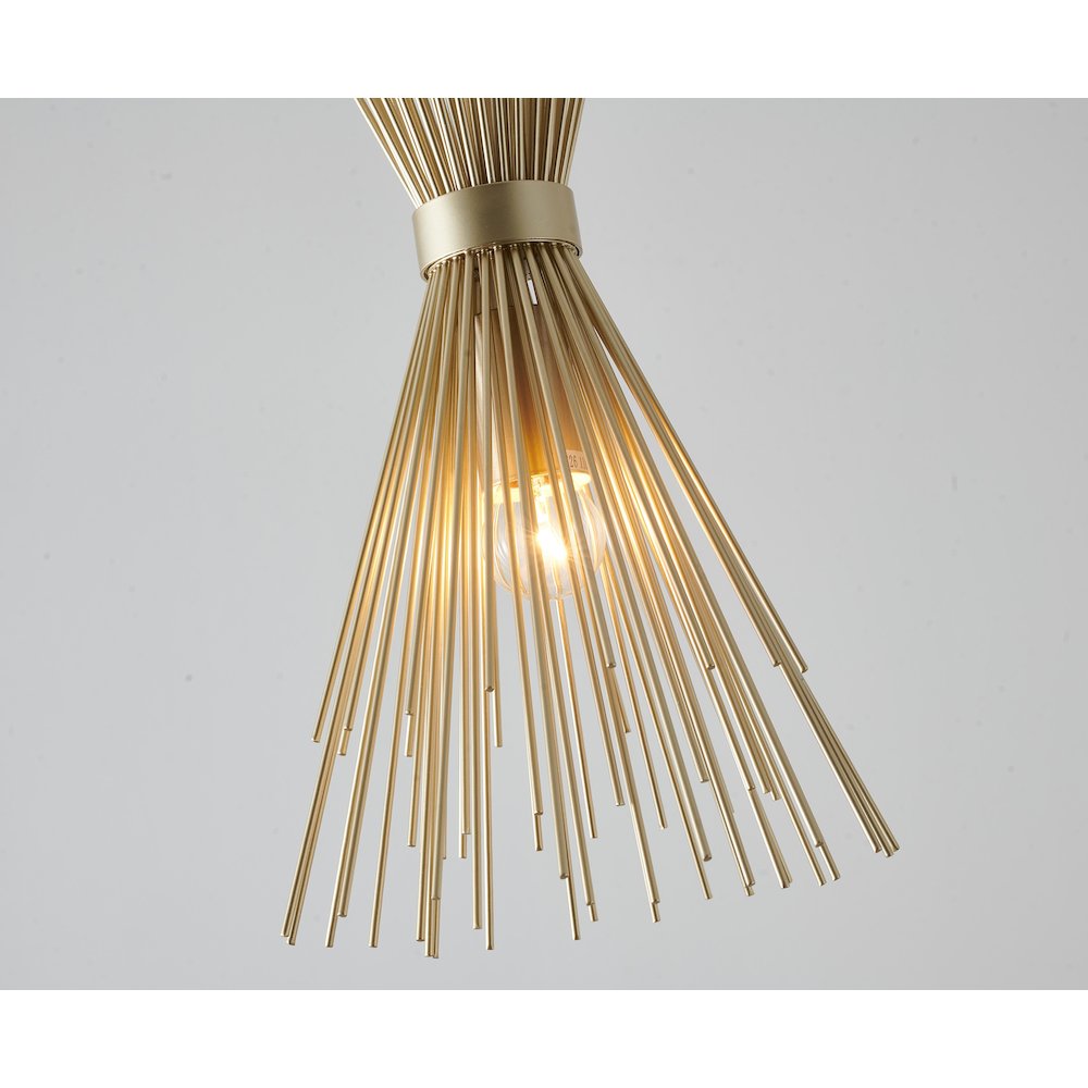 1-Light Gold Iron Pendant With A Spiked Cone Shade. Picture 4