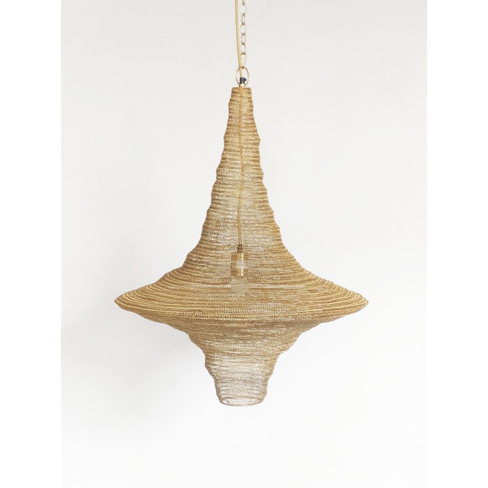 1-Light Gold Pendant With A Chain Basket Shade. Picture 2