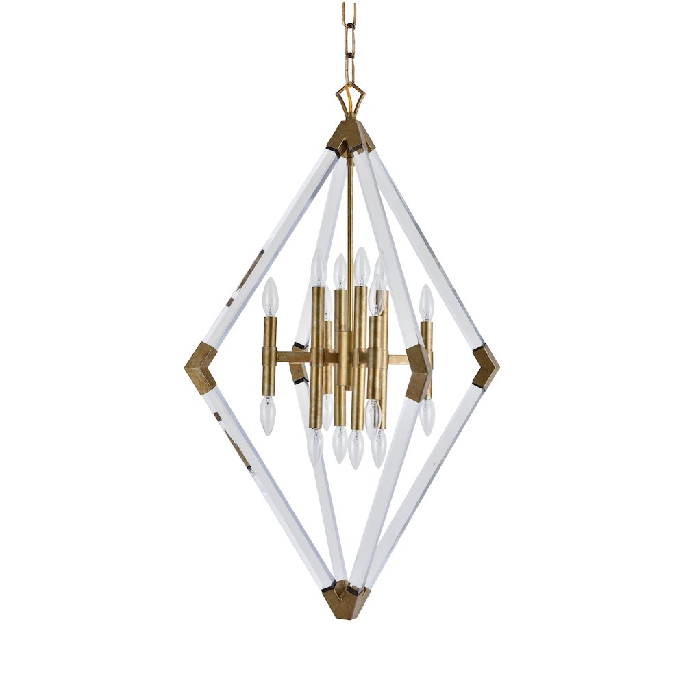 16-Light Antique Gold Chandelier With Clear Acrylic Arms. Picture 2