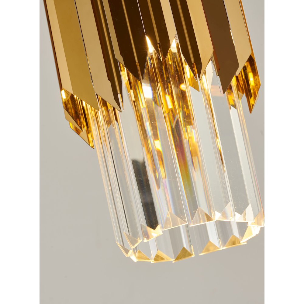 1-Light Gold Stainless Steel Pendant With Clear Crystals. Picture 3