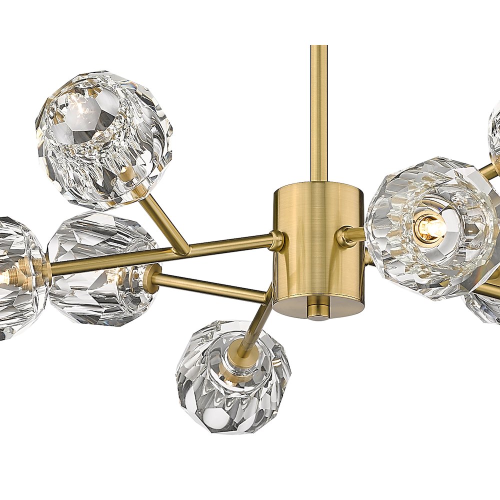 8-Light Gold Chandelier With Clear Crystal Shades. Picture 4