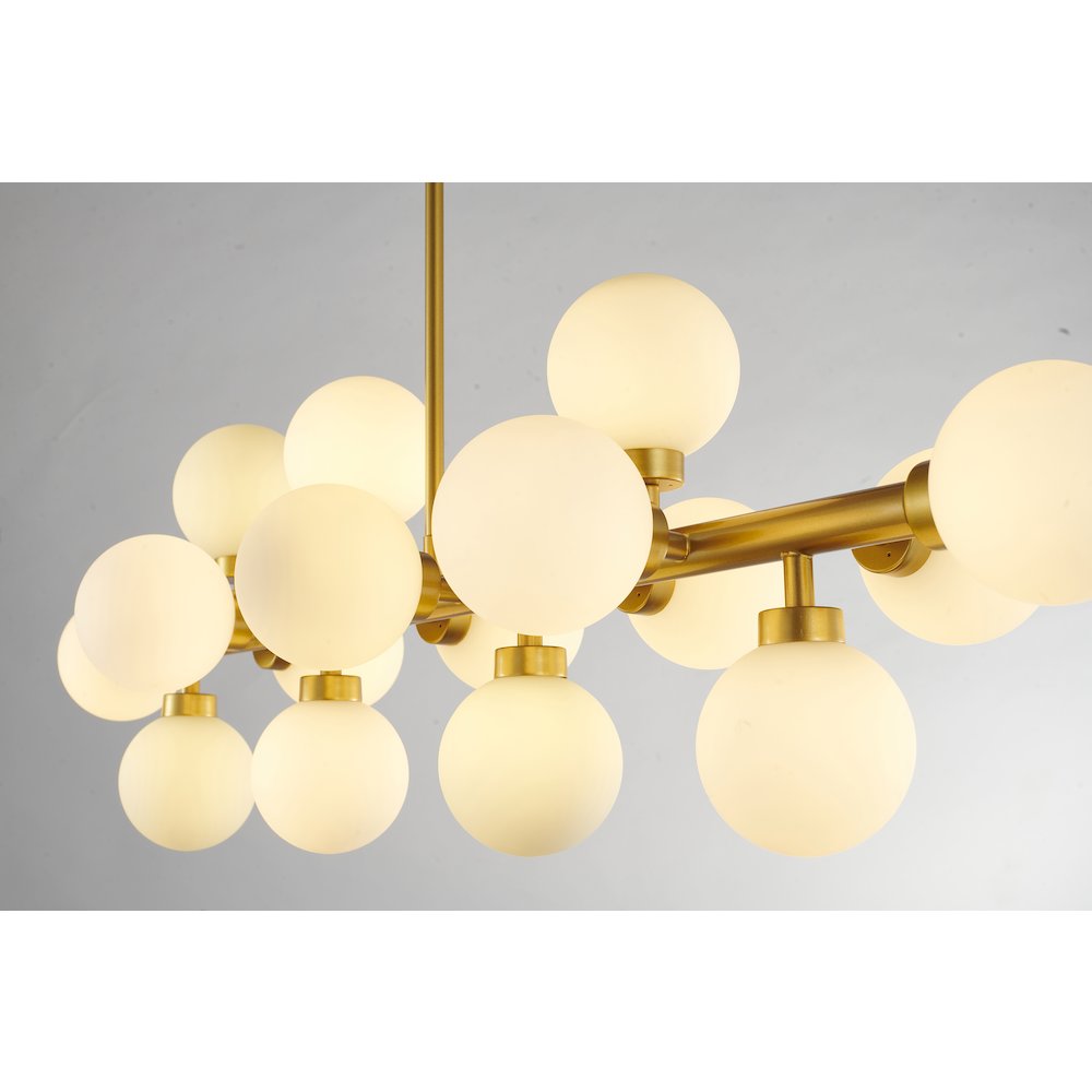 16-Light Gold Metal Chandelier With Milk White Glass Shades. Picture 5