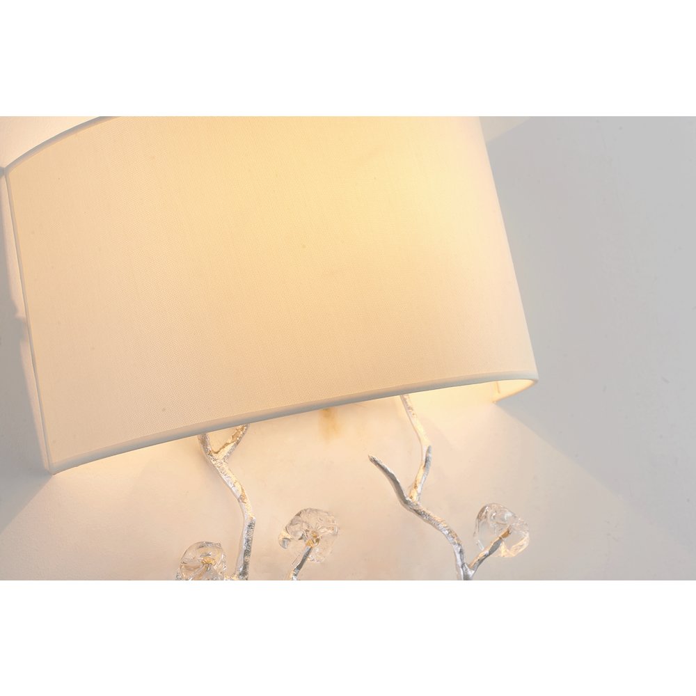 1-Light Silver Wall Sconce With Clear Glass Accents And A Fabric Shade. Picture 3