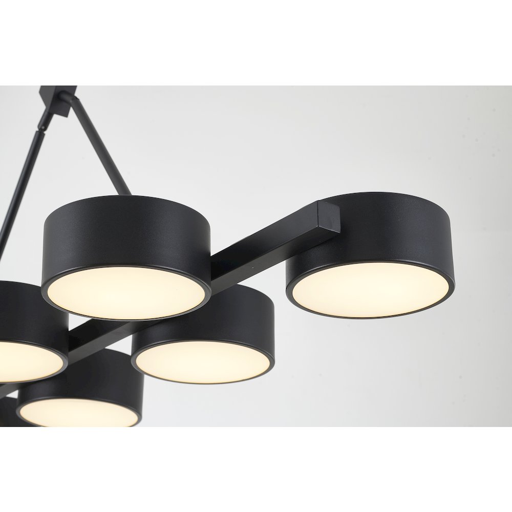 8-Light Black LED Chandelier With Accent Shades. Picture 3