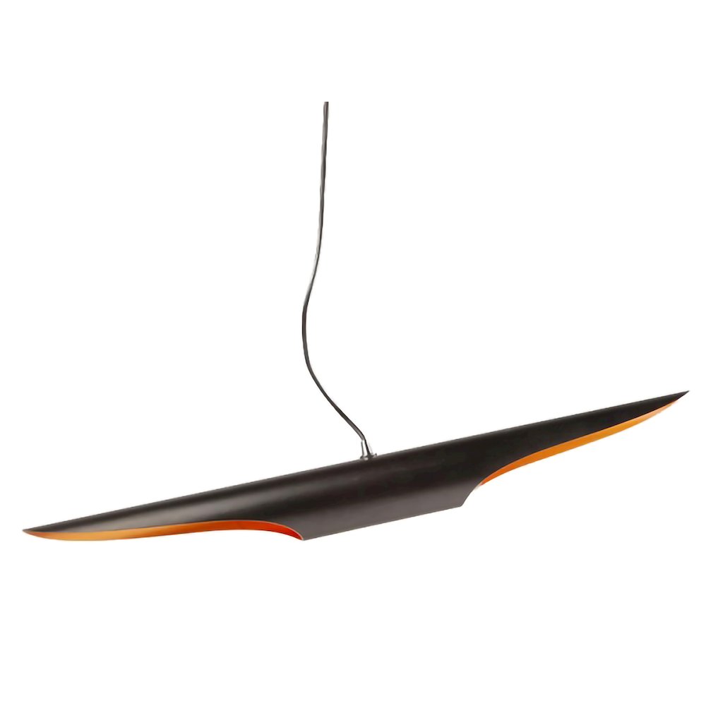 2-Light Black Tubed Pendant With A Gold Interior. Picture 1