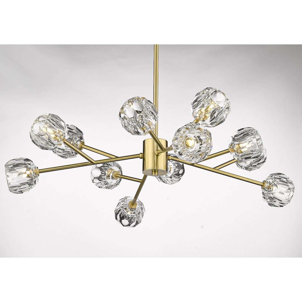 12-Light Gold Chandelier With Clear Crystal Shades. Picture 3