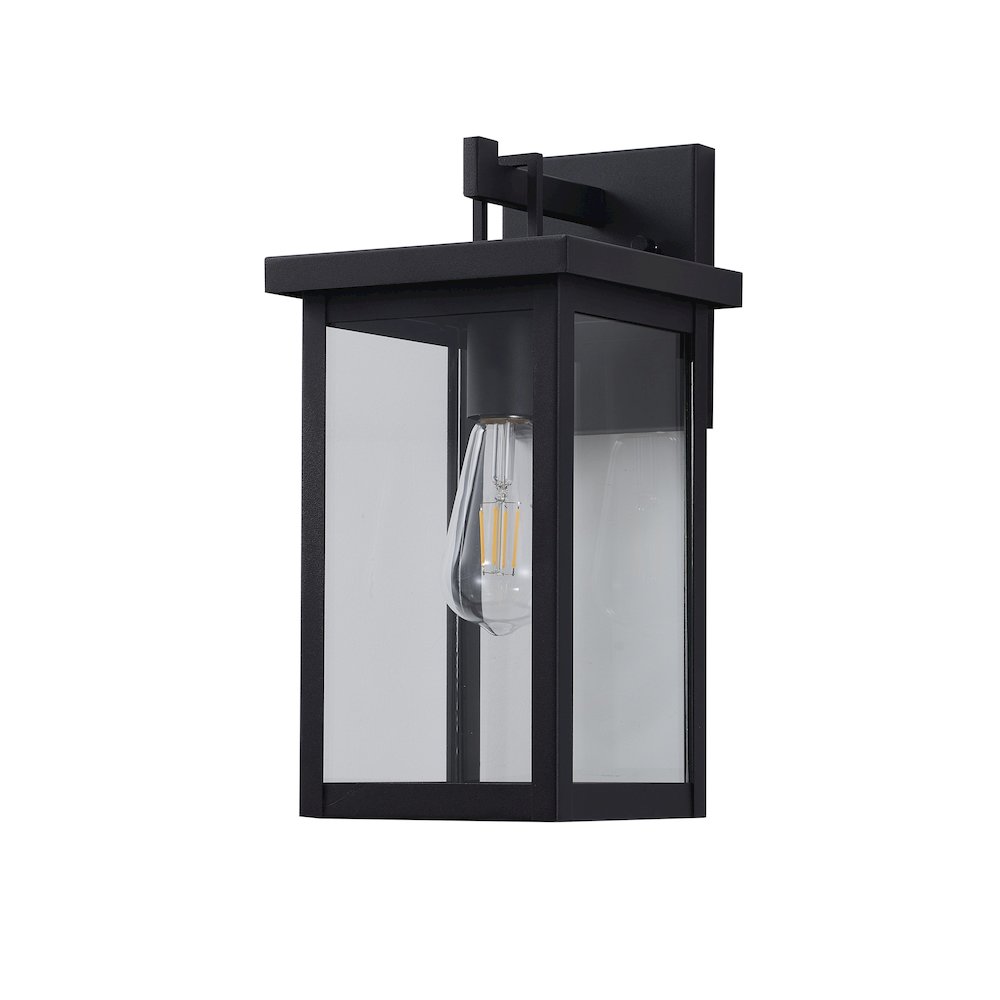 1-Light Matte Black Outdoor Wall Sconce With A Clear Glass Shade. Picture 2