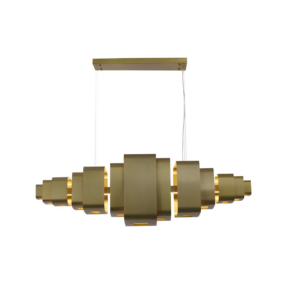 1-Light Satin Brass Stainless Steel LED Chandelier. Picture 2