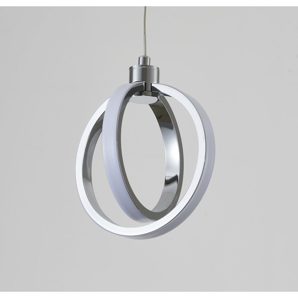 2-Light Chrome LED Pendant With White Acrylic Diffuser. Picture 2