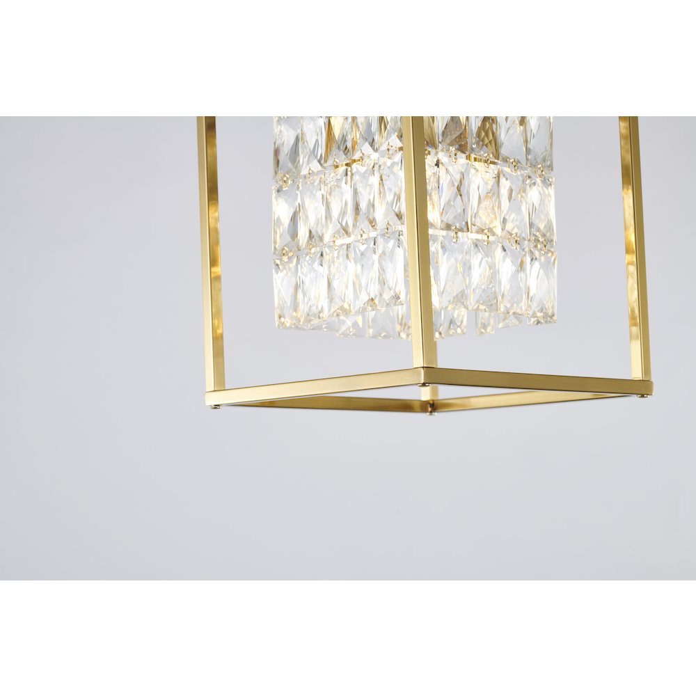 4-Light Antique Brass Cage Chandelier With Clear Crystals. Picture 2