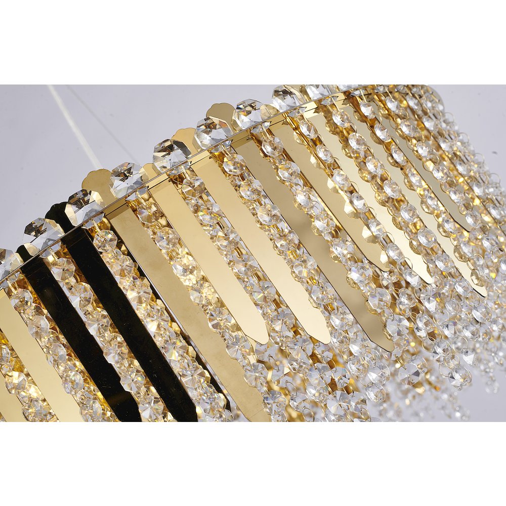 12-Light Gold Stainless Steel Chandelier With Clear Crystal Accents. Picture 4