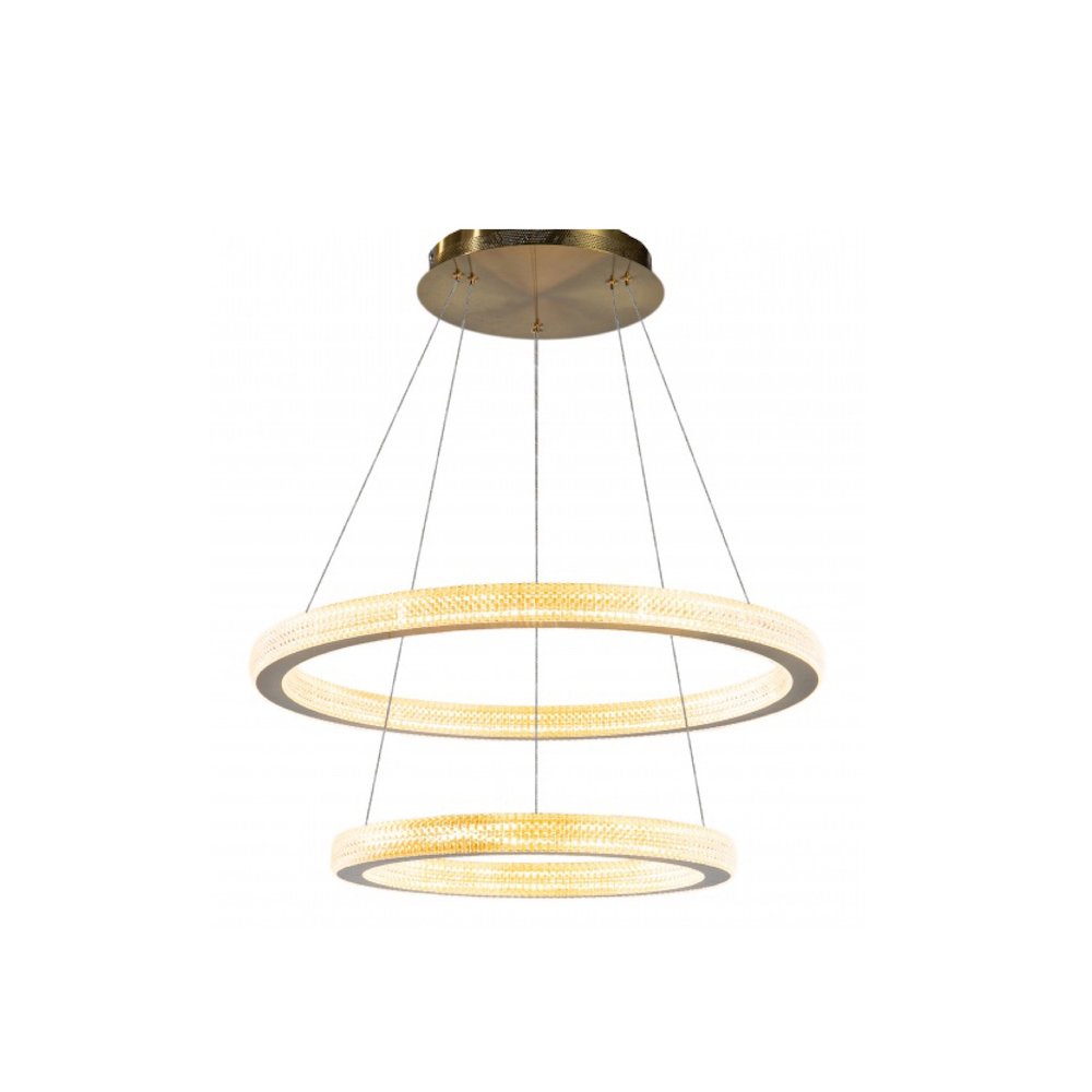 2-Light Sand Gold LED Chandelier With Acrylic Diffusers. Picture 1
