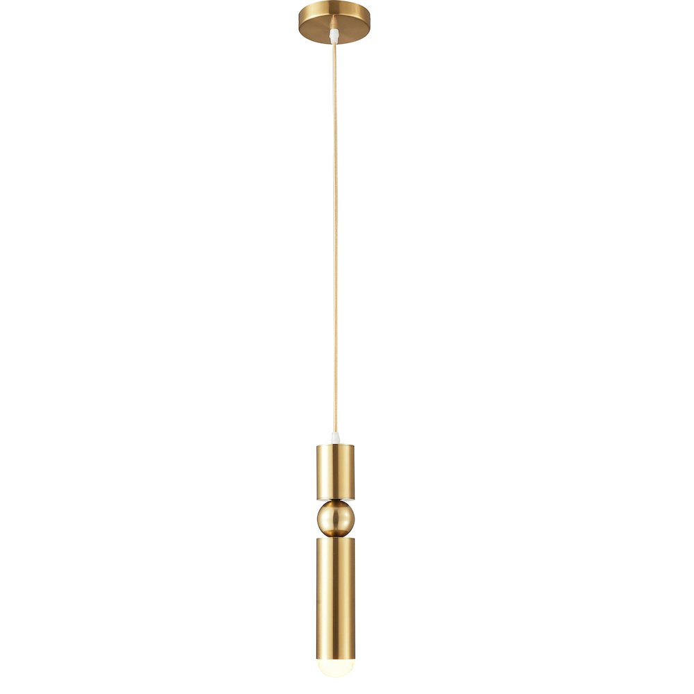 1-Light Brass Single Pendant With A Rounded Base Tip. Picture 1