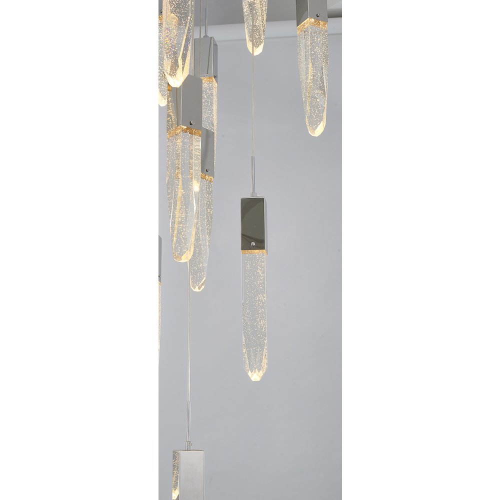 25-Light Chrome Chandelier With A Clear iceberg bubble Crystal. Picture 3