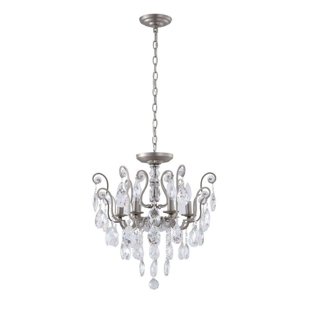 6-Light Pewter Chandelier With Clear Crystals. Picture 1