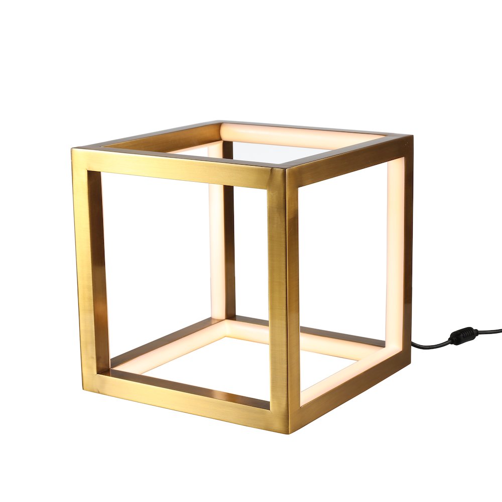 12-Light Gold LED Box Table Lamp With White Silicone Diffuser. Picture 1