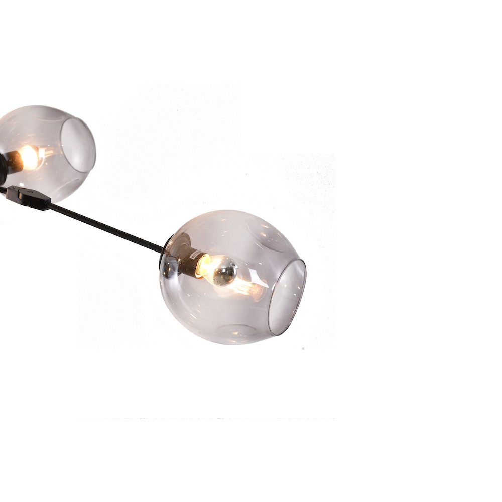 7-Light Black Metal Chandelier With Smoke Glass Shades. Picture 4