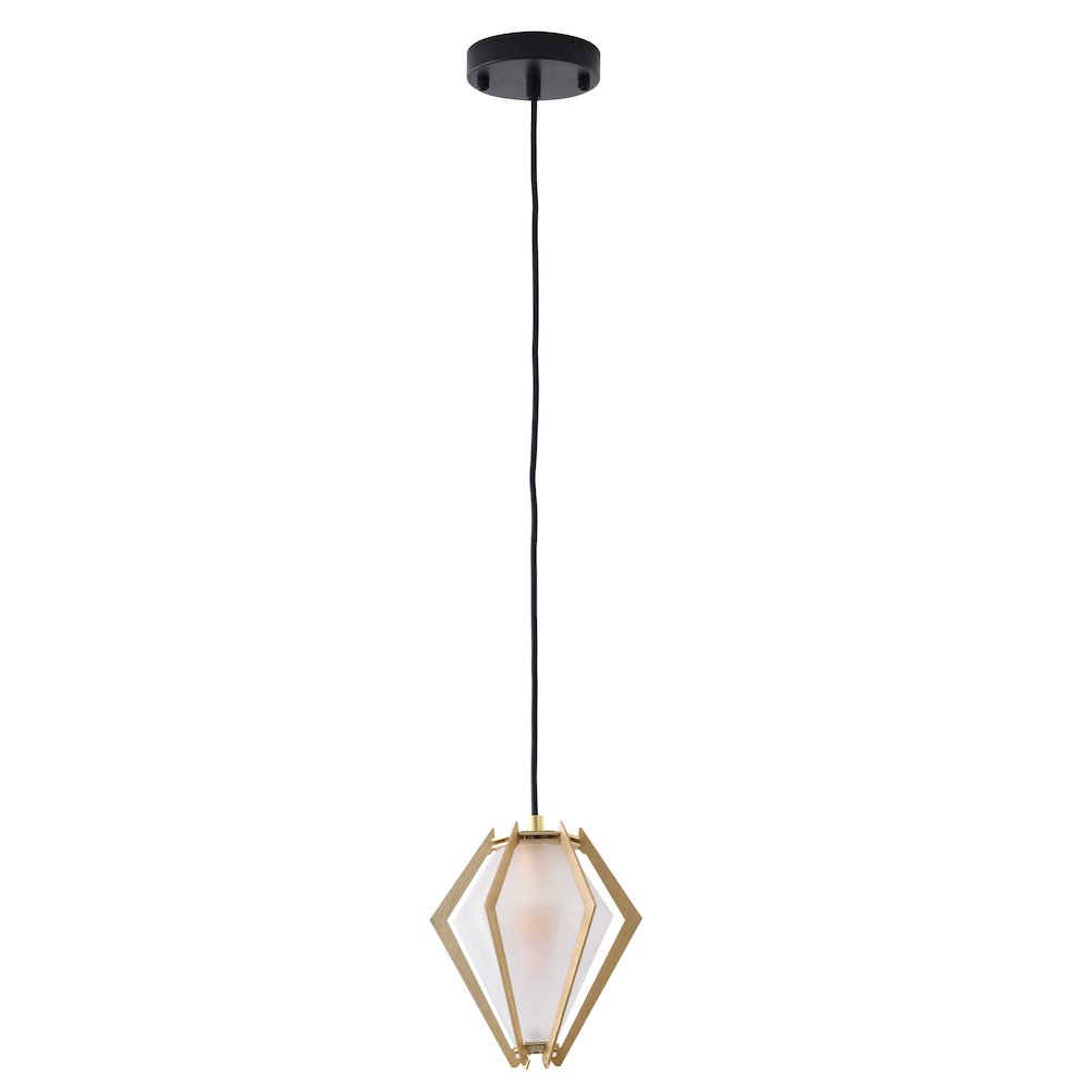 1-Light Gold Aluminum Single Pendant With Frosted Glass. Picture 2