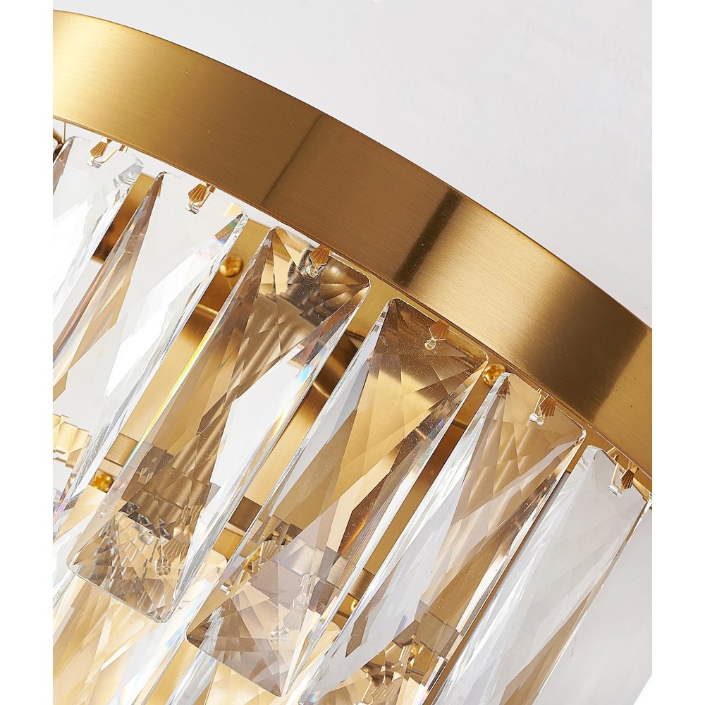 3-Light Brass Wall Sconce With Clear Hanging Crystals. Picture 6