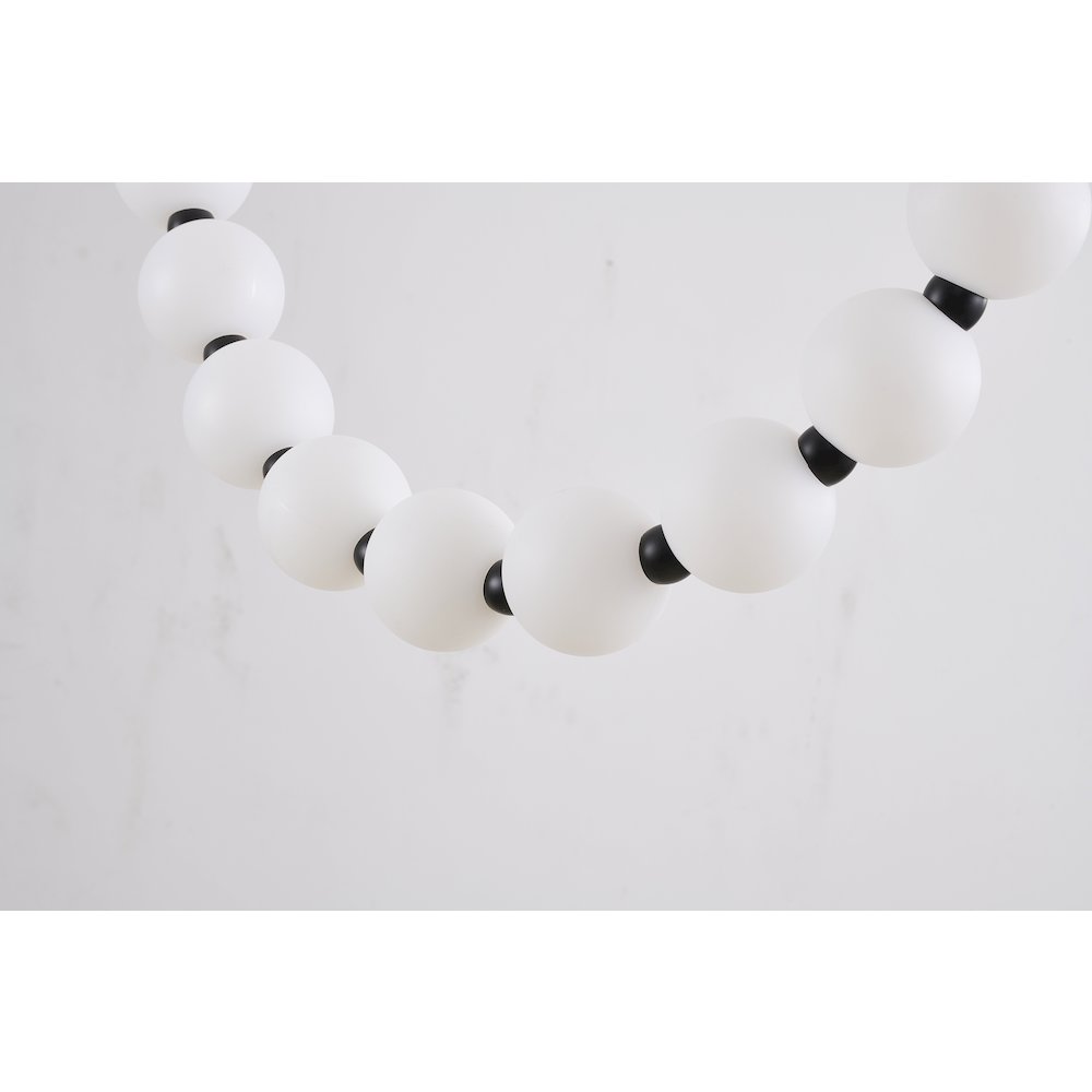 30-Light Black LED Chandelier With White Acrylic Ball Shades. Picture 6